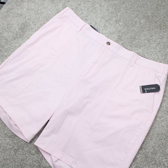 Nautica Deck Stretch Chino Shorts NWT Mens 46W Pink Cotton Stretch w/ 10" inseam - Picture 2 of 16
